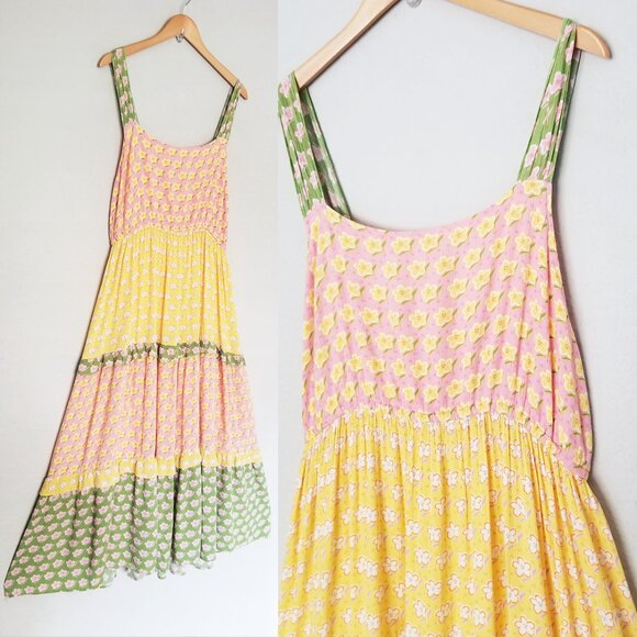 Relaxx By Exist Mixed Print Tiered Maxi Dress 1XL Ditsy Floral Cottagecore Boho - Picture 5 of 13